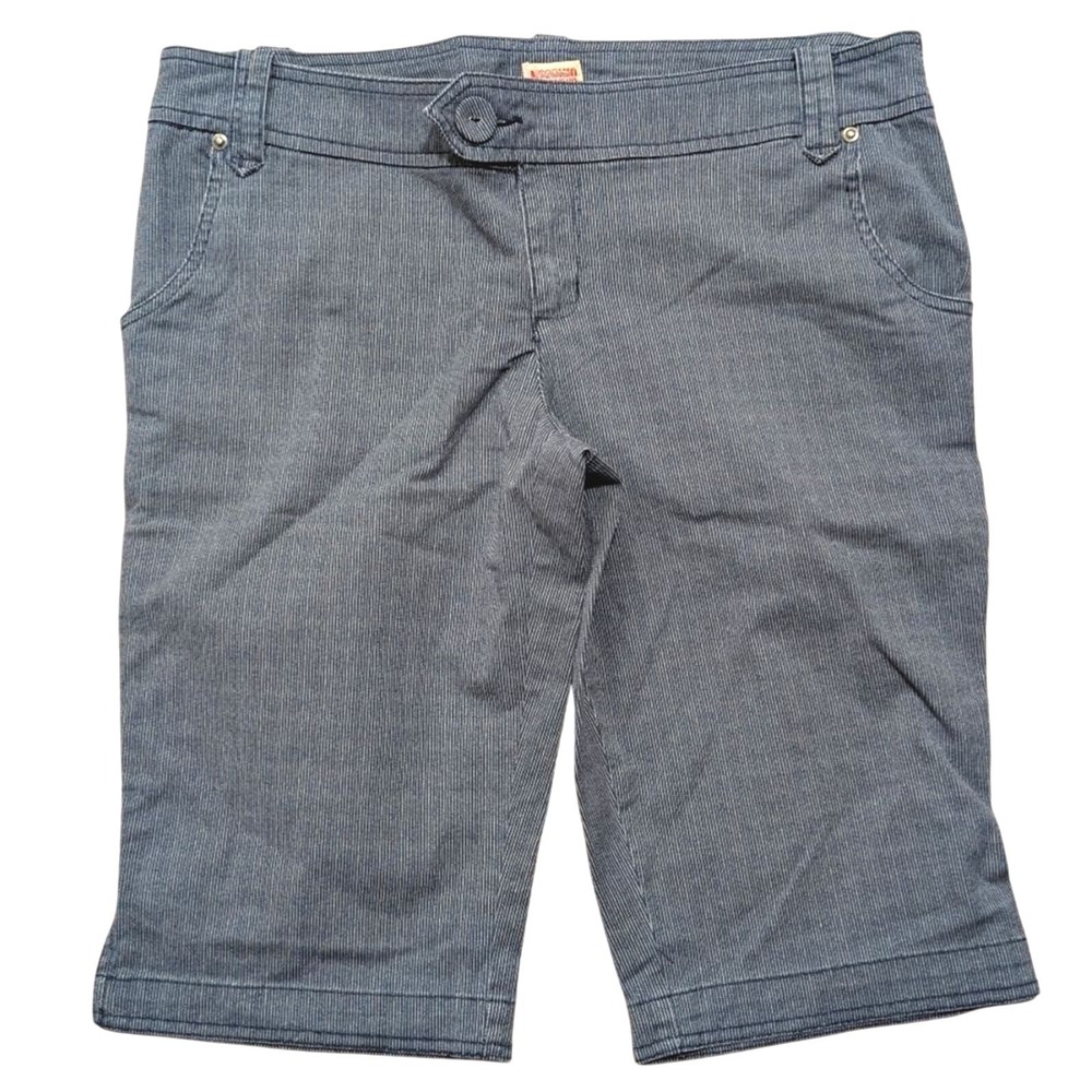 Mossimo Shorts Womens 13 Pinstriped Denim Bermuda Long Stretch NEW NWT